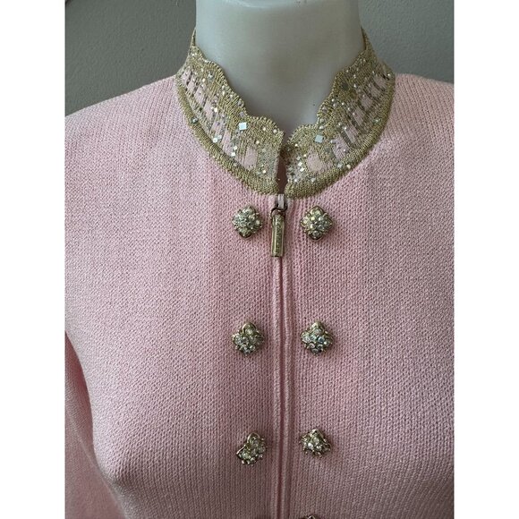 NWT St John Knit Pink Embellished blazer size 2 - Picture 2 of 11